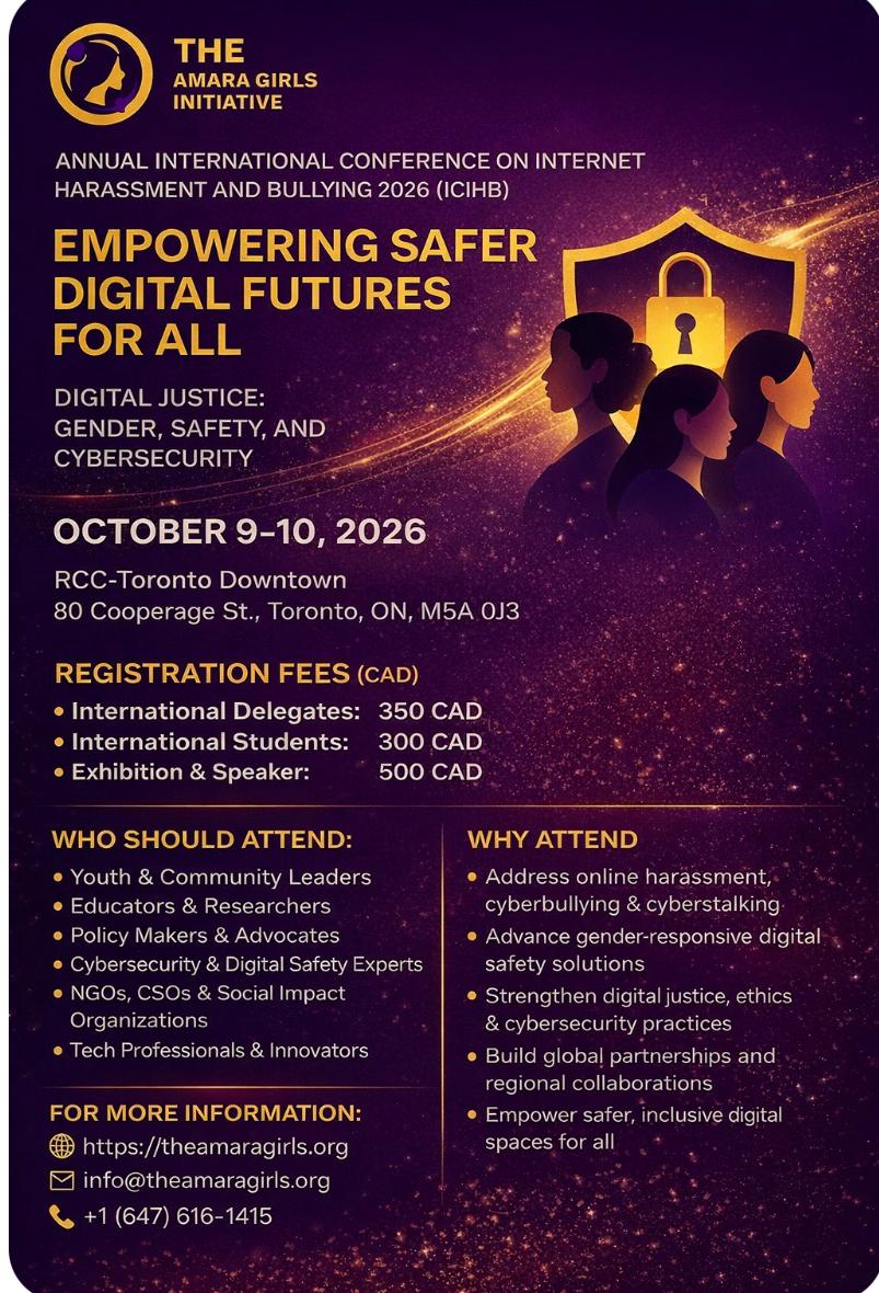 Annual International Conference on Internet Harassment and Bullying (ICIHB 2026)